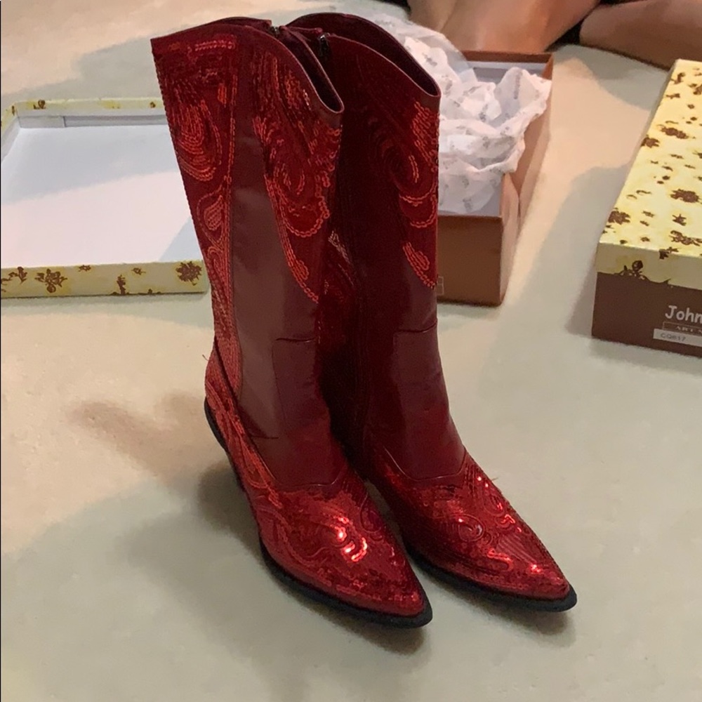 Sequin Red Cowboy Boots
